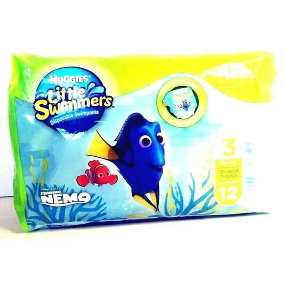 Huggies FINDING NEMO Little Swimmers Small 16-26 Lbs Pack of 12 Swim Diapers - Picture 3 of 5